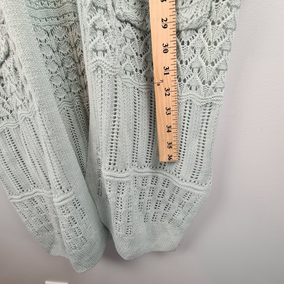 No Boundaries Pointelle Open Cardigan Jade Green Large 11/13 Juniors Knit Pocket - Picture 7 of 9